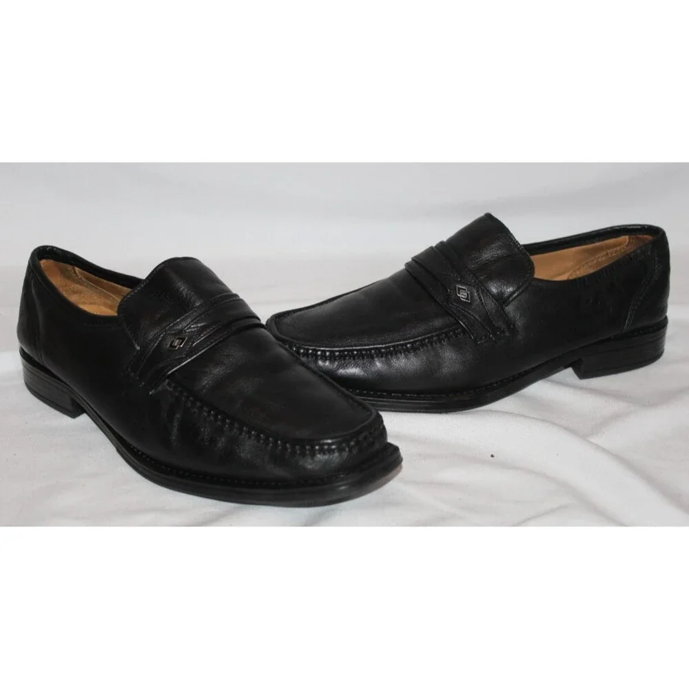 Giorgio Brutini  Mens Gideon Leather Slip On Loafer Shoes Black Size‎ 9 NWOB